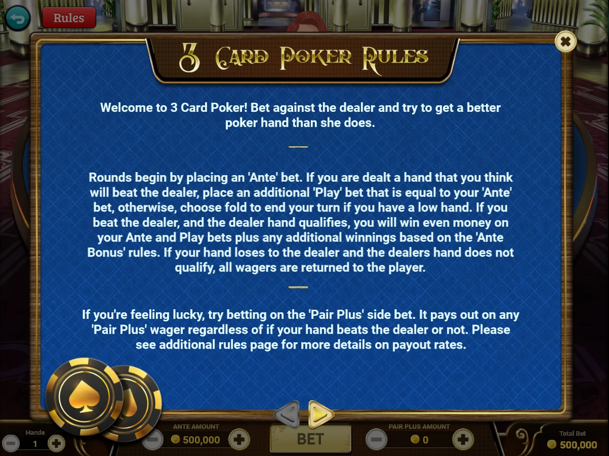 Rules of 3 Card Poker - Single Player / Page 1 Rules of 3 Card Poker - Single Player / Page 1