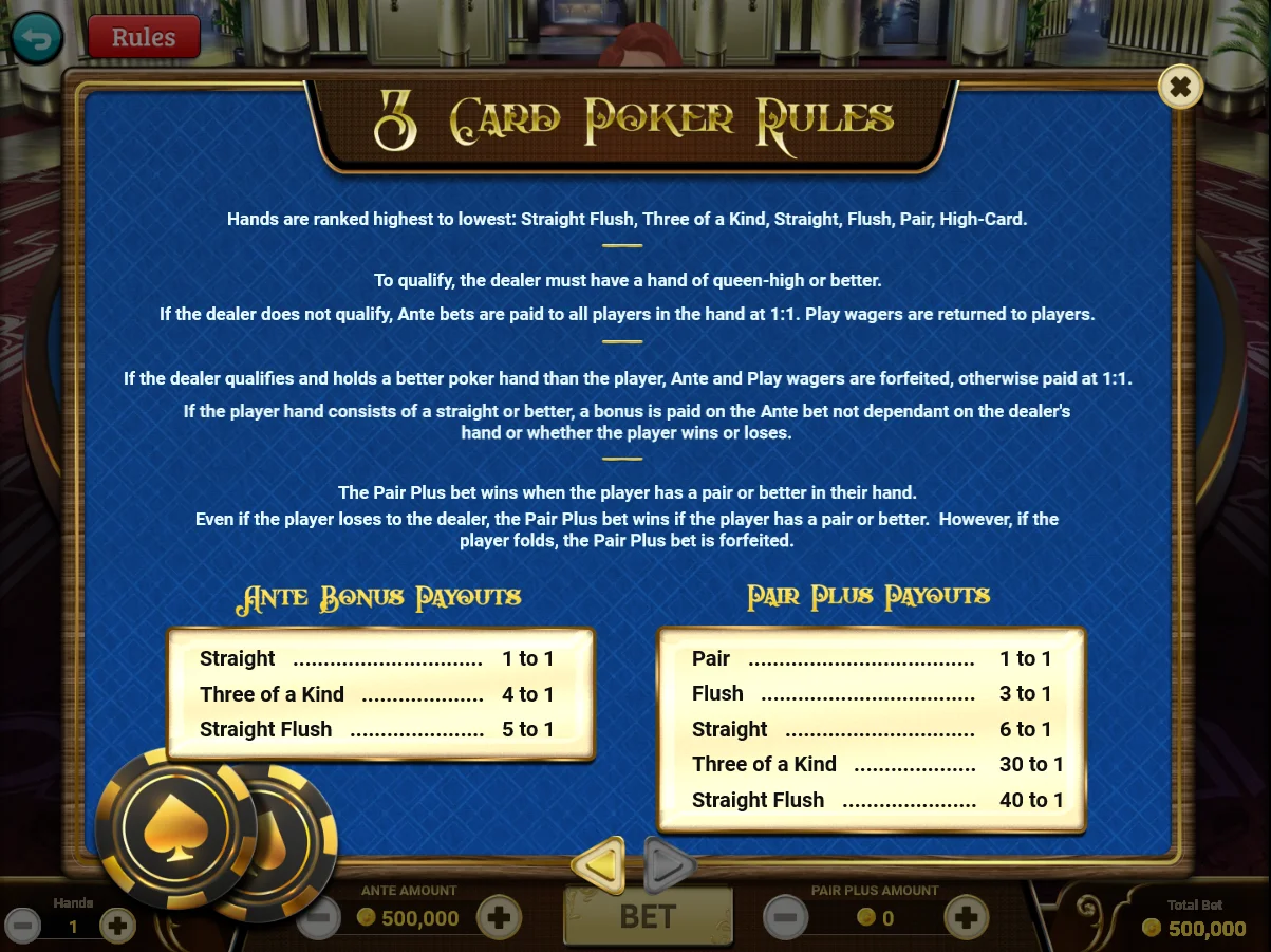 Rules of 3 Card Poker - Single Player / Page 2 Rules of 3 Card Poker - Single Player / Page 2