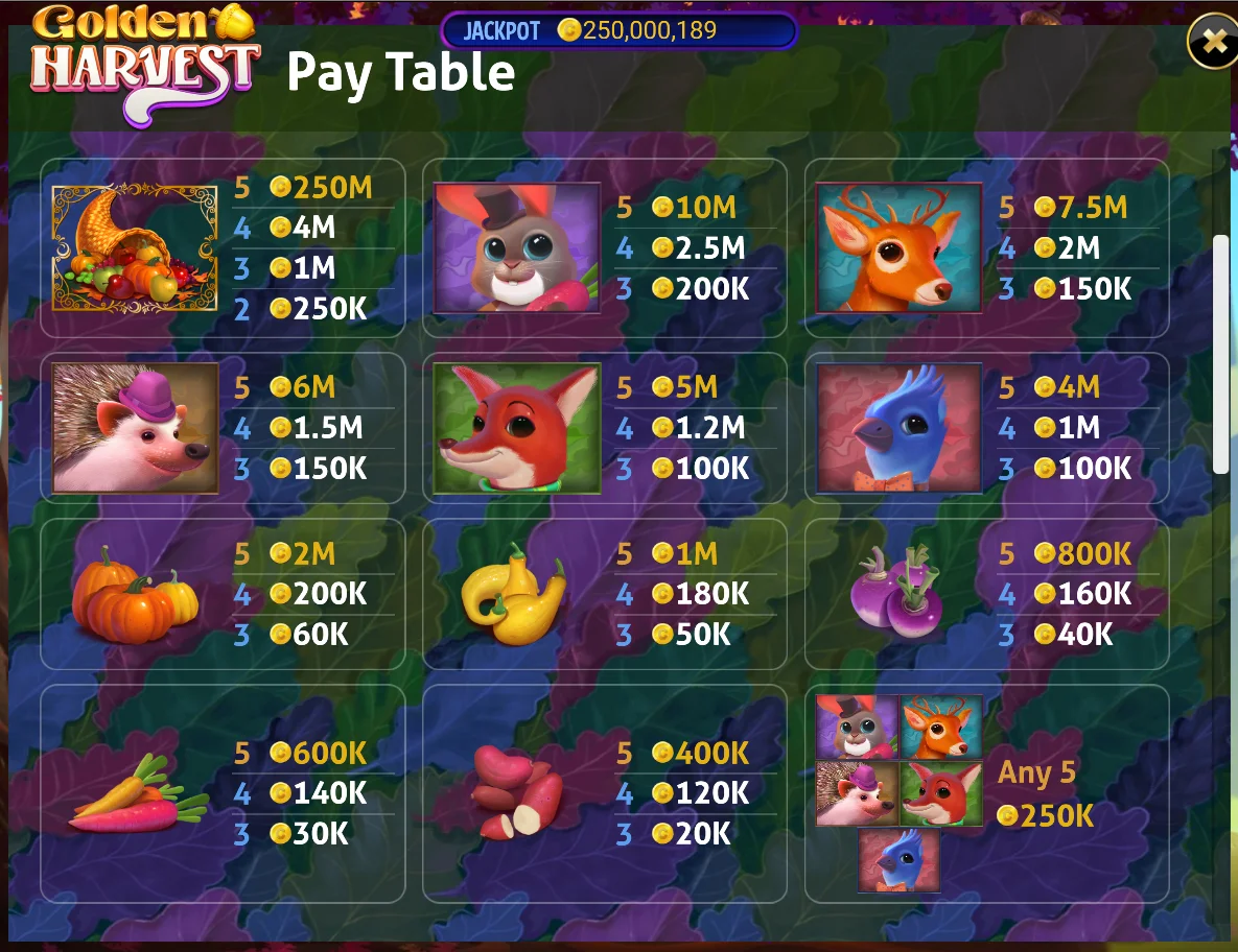 Golden Harvest Slots Pieces