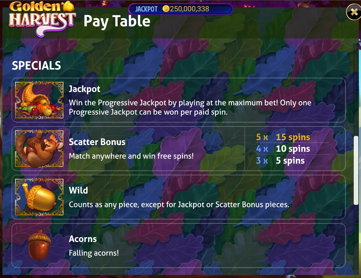 Golden Harvest Slots Special Pieces