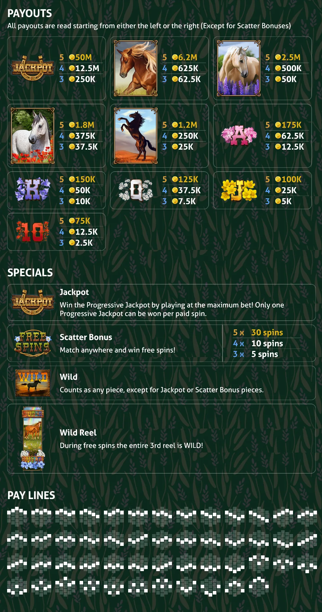 Pony Up Prairie Slots Pieces & Paylines