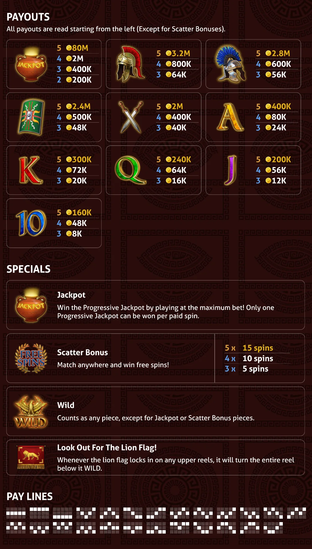Win In Rome Slots - Pieces